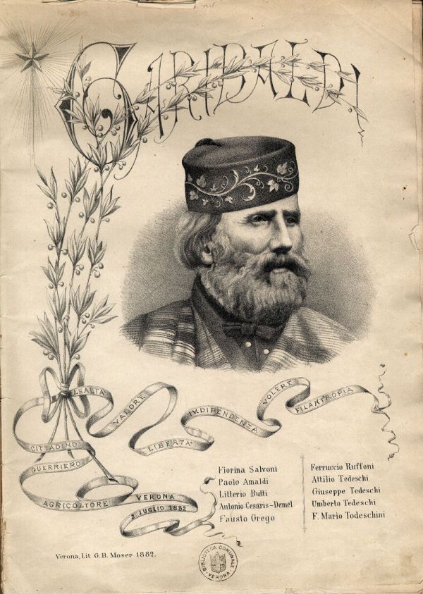 Opuscolo in memoria di Garibaldi scritto da Fiorina Salvioni e da altri studenti Maffeiani